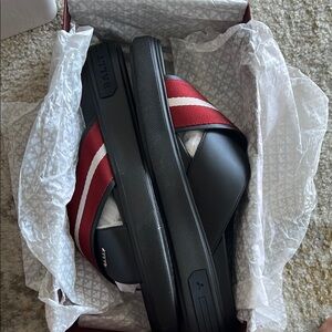 Bally Men's Black and Red Slide Sandals